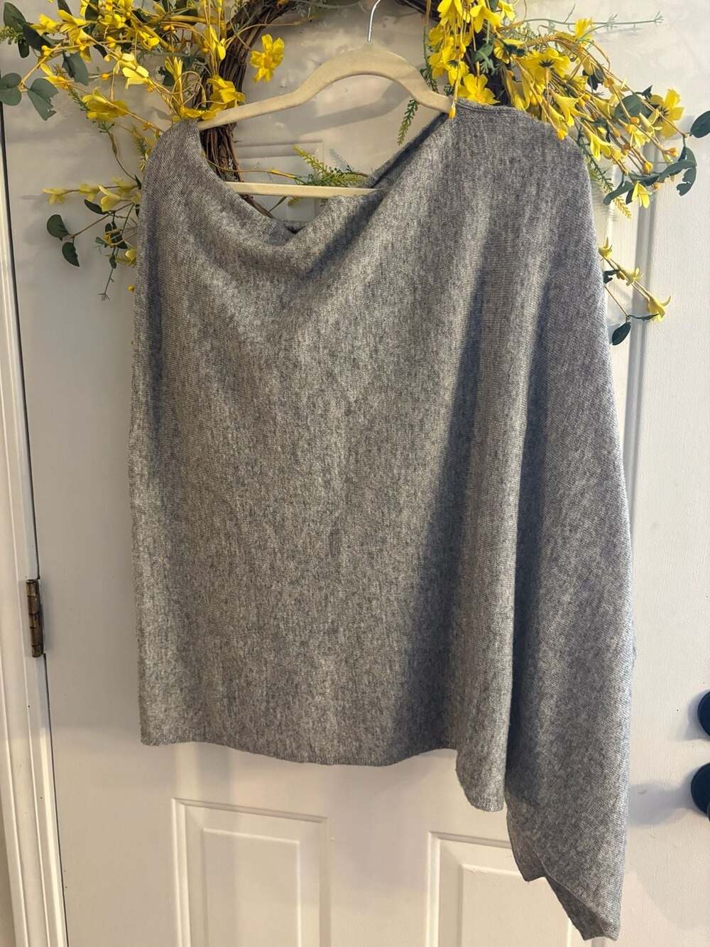 Handmade in Nepal Cashmere Asymmetrical Gray Poncho